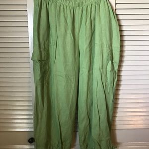 Green linen cargo style pants